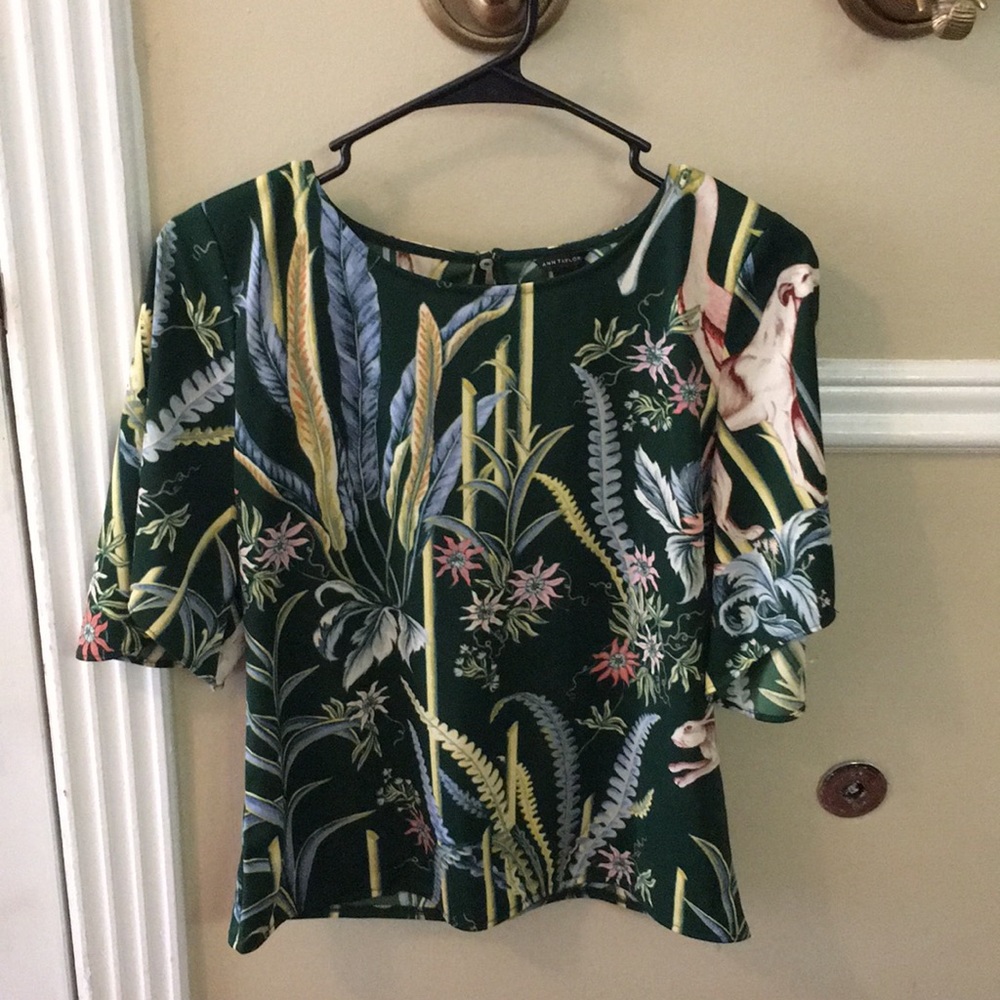 Whimsical animal print Ann Taylor top